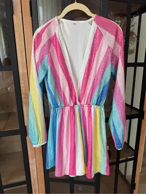 Amazon Sequined romper lover taylor swift unicorn pastel striped rainbow Gabrielle thumbnail 3