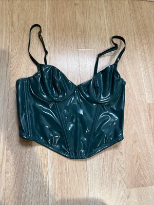 Savage X Fenty Emerald Green Leather Tease Vinyl Bustier Size Small thumbnail 2