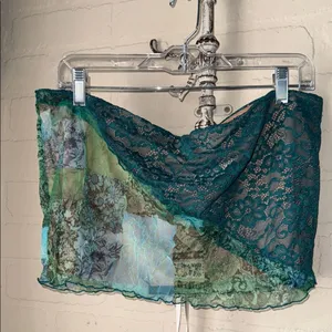 Mistress Rocks tube top NEW Teal and Green Lace large lined thumbnail 1