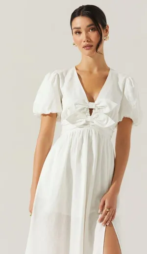 ASTR the Label White Midi Linen Dress thumbnail 1