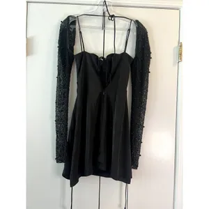 Oh Polly Geneva Long Sleeve Embellished A-line Mini Dress in Black Size 0 New thumbnail 7