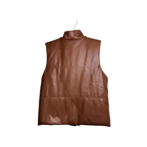 Maurices Faux Leather Vest Cognac Brown Collared Puffer thumbnail 6