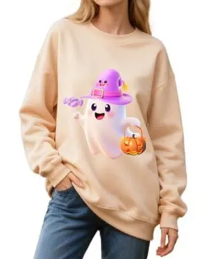 Nordstrom Halloween Sweatshirts for Women - Oversized Ghost Pumpkin Lantern thumbnail 1