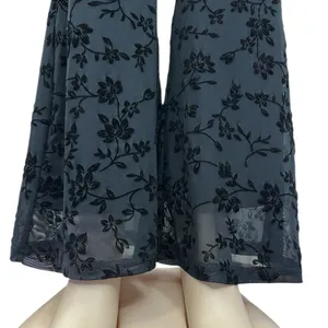 Source Unknown Black Mesh Floral Velvet Fully Lined High Waist Flare Stretch Pants Womens Small thumbnail 4