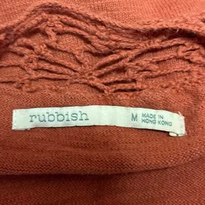 Rubbish Orange Knit Crochet Lace Half Sleeve Crew Neck Blouse Sweater Top Size M thumbnail 4