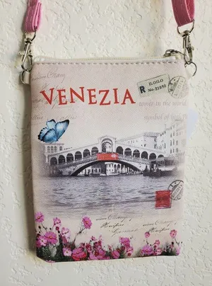 Bijoux D'Autore Venezia Crossbody Bag Shoulder Travel Passport Purse 7"x… thumbnail 5