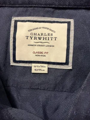 Charles Tyrwhitt Jermyn Street London Men's Blue Textured Non-Iron Dress Shirt 16.5 / 36 Classic Fit thumbnail 2