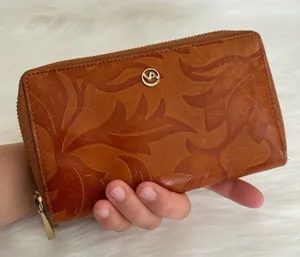 Valentina Italy Embossed Genuine Leather Floral Zip Around Wallet thumbnail 1