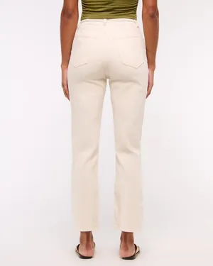 Abercrombie Cream Ankle Straight Ultra High-Rise Jeans thumbnail 5