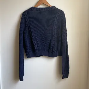 For The Republic Cotton Crewneck Sweater (Sz XL) Blue Distressed Cable Knit thumbnail 7