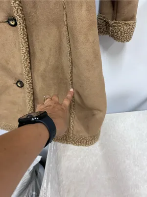 L.L. Bean Women's suede faux fur Shearling-Trim Trench Coat L regular thumbnail 13