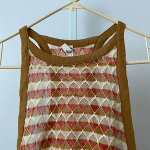 Intimately Free People Boho Geometric Knit Mesh Racerback Tank Top Small S Brown thumbnail 2