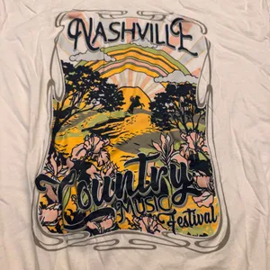 Awake Nashville Country Music Festival Graphic Tee Cream XL Raw Hem Short Sleeve thumbnail 2