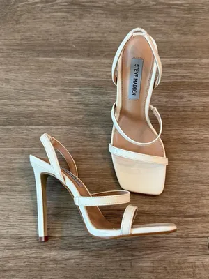 Steve Madden White Slingback High Heel Sandals in Grade White, Size 5.5 thumbnail 1