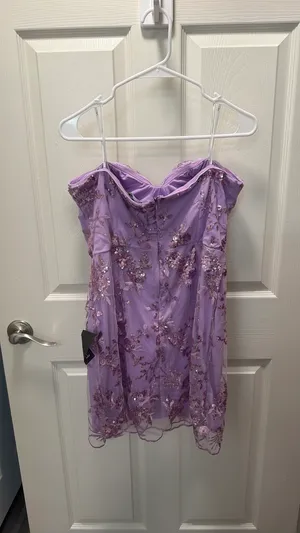 Lulus Confident Sensation Lavender Sequin Strapless Bustier Mini Dress thumbnail 5