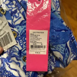 Lilly Pulitzer Lela Henley Tank Dress Womens Size Medium Blue Tang Flocking NWT thumbnail 5