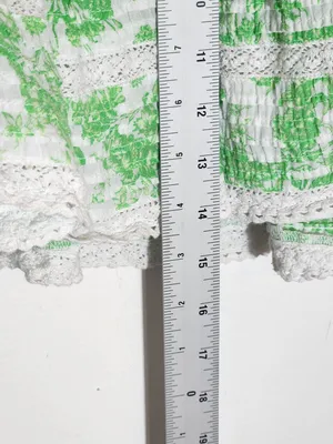 Aerie Green and White Floral Tiered Mini Skirt Size Medium thumbnail 6