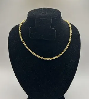 Rope Chain 4mm 18 Inch Real Gold Solid Everyday Plated Layering Durable New thumbnail 1