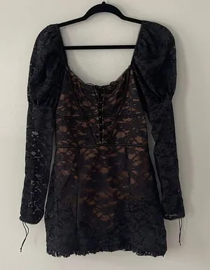 For Love and Lemons Black Violetta Lace Dress Black Size M thumbnail 3