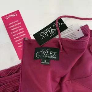 NWT Alex Evenings Fuchsia Pink Shimmer‎ Sleeveless Maxi Gown Dress Size 10 thumbnail 10