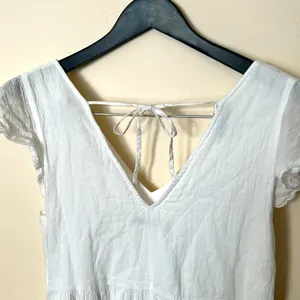 Abercrombie & Fitch‎ White Tiered Mini Dress Small V-Neck Flutter Sleeve Pockets thumbnail 7