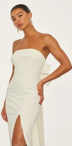 Lulus Fabulous Phenomenon White Strapless Bow Midi Dress thumbnail 1