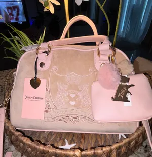Juicy couture pink velour Y2K satchel bag thumbnail 1
