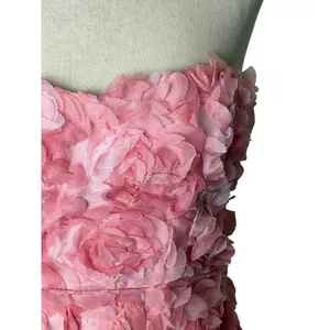 Angel Biba Blanca Mini Dress Women XS Pink NWT 3D Floral Sweetheart Bodycon thumbnail 5