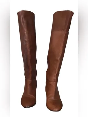 Cynthia Vincent Chestnut Brown Leather Riding Boots W/Heel (7) thumbnail 3