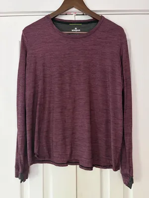 Bombas‎ Womens Long Sleeve Crewneck Top Heathered Plum Purple Activewear Large thumbnail 1