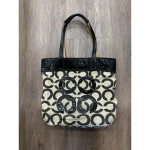Coach‎ Aubrey Tote Bag Purse Large Designer Y2K Retro Luxury Cream Black Logo thumbnail 2