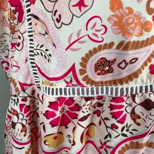 Sheilay Midi Dress Womens Large Pink Floral Tassel 3/4 Sleeve V-Neck‎ Summer NEW thumbnail 5