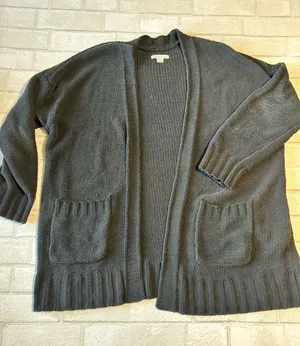American Eagle Over sized Cozy Open-Front Women's Cardigan Sweater - Black thumbnail 1