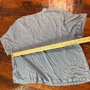 American Eagle Soft & Sexy Rib Blue V-Neck Short Sleeve Crop T-Shirt Large thumbnail 5