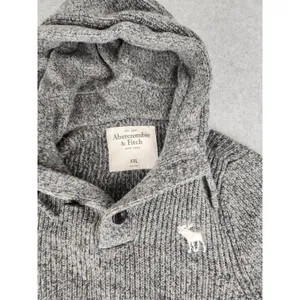 Soft! Abercrombie‎ & Fitch Knitted Wool Blend SWEATER Cable Hoodie Moose XXL thumbnail 2