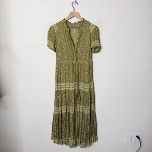 Free People Rare Feeling Maxi Dress Green Kiwi Combo Cottagecore Womens‎ Size XS thumbnail 6