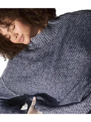 AE Aerie Hits The Spot Mockneck Sweater American Eagle NWT Blue Fresh Bright Sm thumbnail 5
