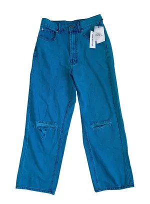 BDG Urban Outfitters High Rise Baggy Distressed‎ Jeans Teal Blue NWT 28 thumbnail 1