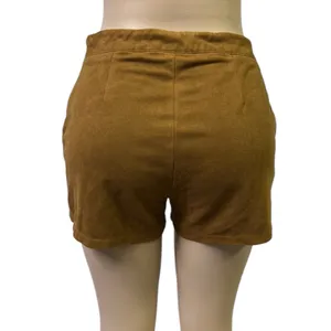 Love Riche Brown Faux Suede Braided Accent High Rise Zip Shorts Womens Medium thumbnail 4