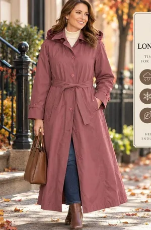 VTG London Fog Trench Coat 10 Dusty Rose Pink Detachable Hood Liner Belt USA thumbnail 1