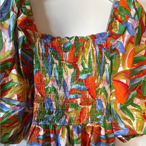 Dress forum‎ open back puff sleeve Floral Multicolor Maxi Dress size M thumbnail 6
