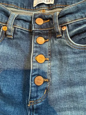 Loft Slim Pockets High Waist Skinny Button Front Raw Hem Denim Jeans Size 2 / 26 thumbnail 10