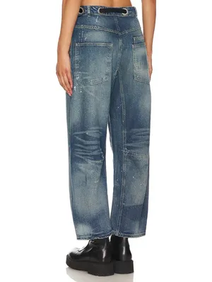NWT We The Free People Moxie in Timeless Blue Distressed Barrel Jeans 25 thumbnail 3