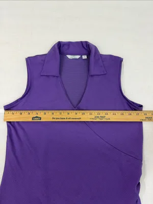 Lady Hagen Women's Golf Tank Top With Ruched Side Size Small Purple Polka Dot thumbnail 6