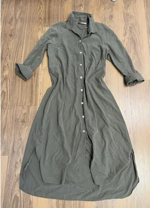 Zara Shirt Button Down Dress Parisian 90s Minimalist Capsule Layering London thumbnail 1
