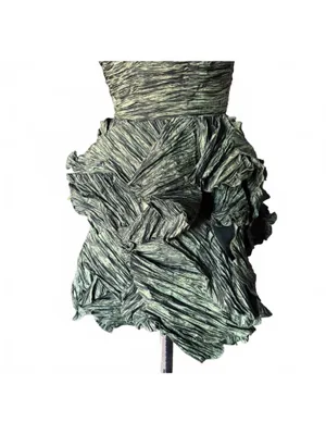 Mignonne Gavigan MIGNON Women's Mini Strapless Green Taffeta Fairy Formal Party Dress Size 8 thumbnail 5
