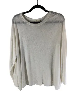 Michelle By Comune White Sheer Long Sleeve Lightweight Top Womens Size L thumbnail 1