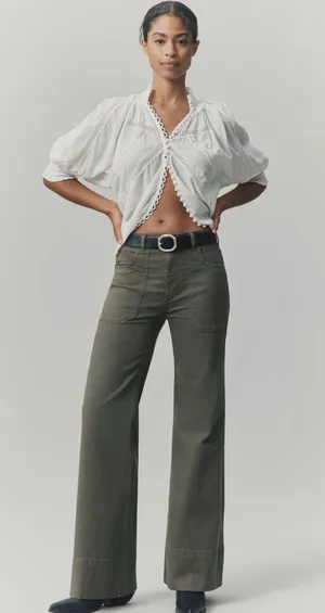 Anthropologie Rylan Relaxed High-Rise Flare Pants - Pilcro thumbnail 1