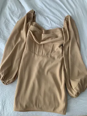 Princess Polly Lillie Long Sleeve Mini Dress Beige thumbnail 2