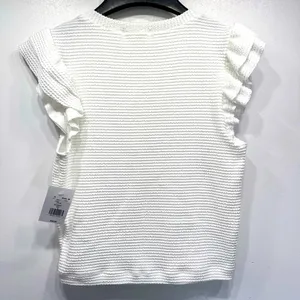 Off white Cropped Top Textured Ruffle Flutter Sleeve by Moa Moa Size Medium thumbnail 2
